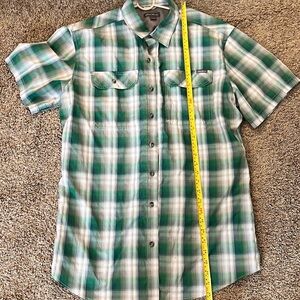 Men's Eddie Bauer Green Plaid Short TL Sleeve Shirt
